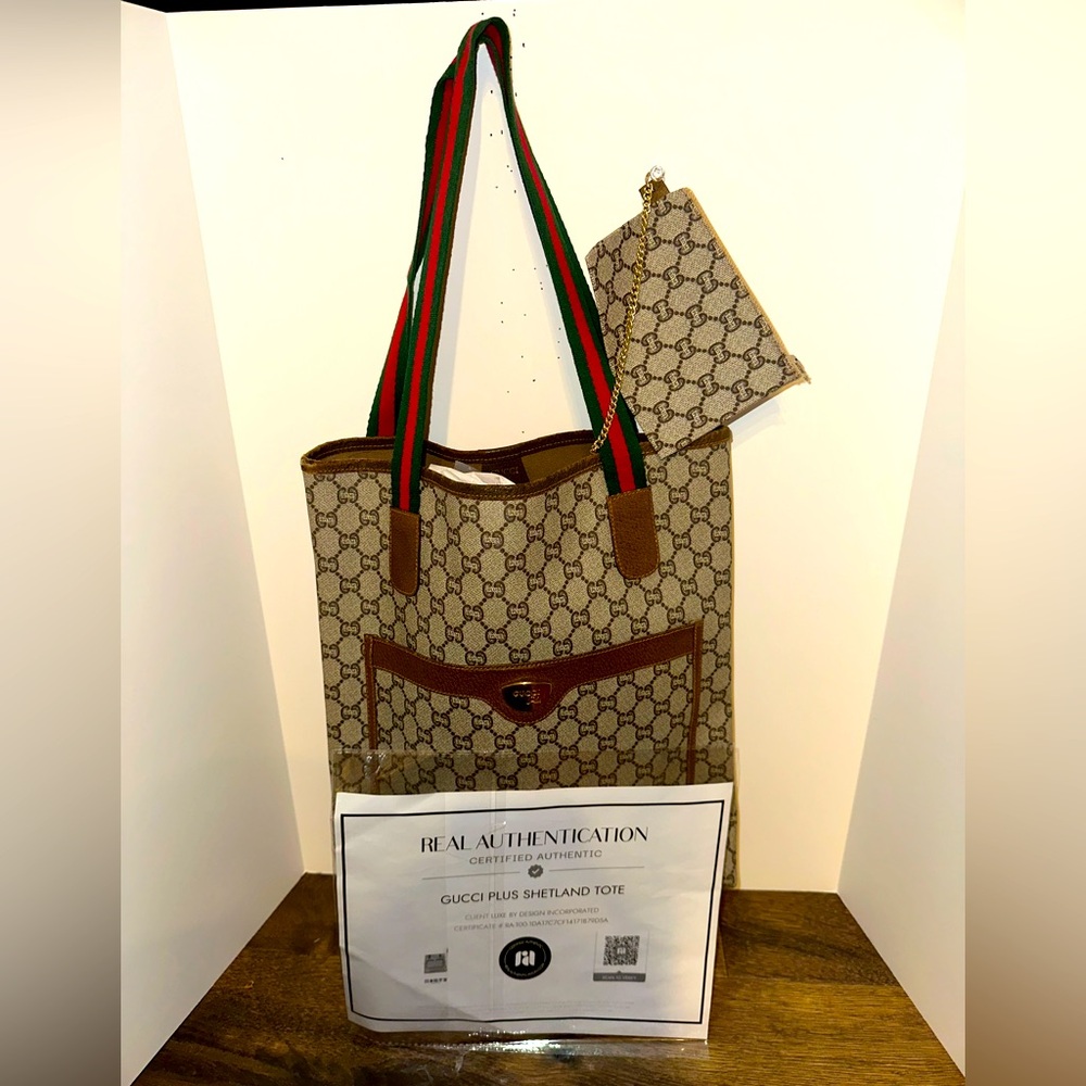 Gucci Brown and Tan Shetland Tote with COA